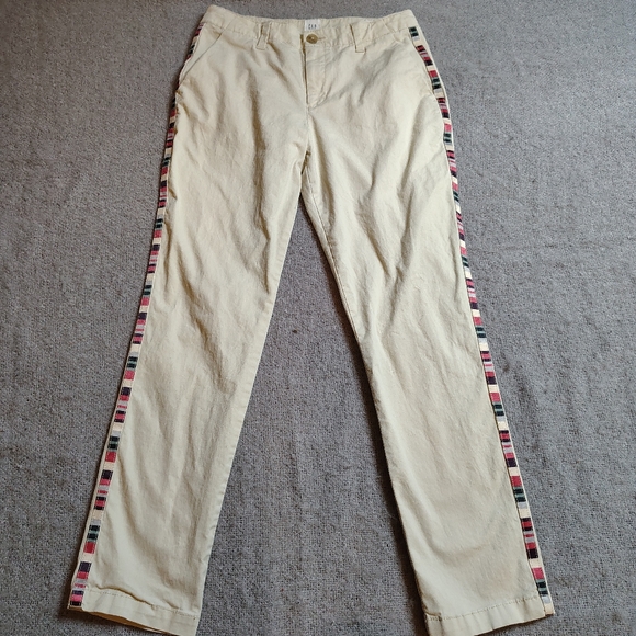 GAP Pants - Gap Chino Pants Womens Size 28x28 French Vanilla Embellished Colorblock Trim Y2K
